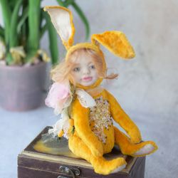Hare, plush rabbit, handmade interior doll, author's creature doll, OOAK, Christmas rabbit