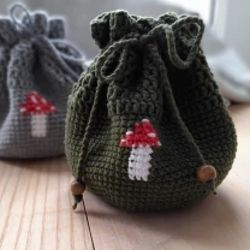 handmade pouch for crystals, bag of mushrooms, crystal bag.