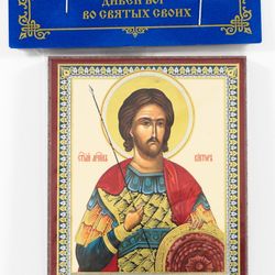The Holy Martyr Victor at Damascus icon compact size 2.3x3.5" orthodox gift free shipping from the Orthodox store