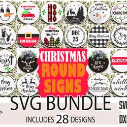 bundle christmas svg, christmas round signs svg, merry christmas svg files, digital download