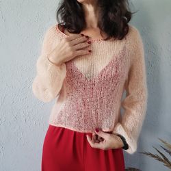 Pink jumper from kidmocher.  transparent, delicate, airy