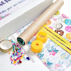 DIY craft kit, Stim toy, kids craft kits, christmas science gifts. Diy kits for adults, kaleidoscope kit. Yellow gift.