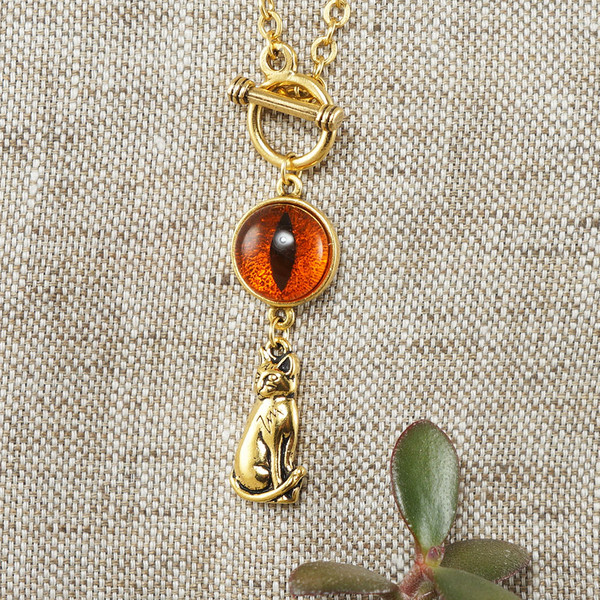 orange-fire-red-glass-cat-eye-evil-eye-golden-gold-cat-charm-pendant-protection-necklace-jewelry