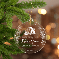 Our New Home Round Christmas Ornament svg - Newlyweds Christmas Ornament Gift SVG