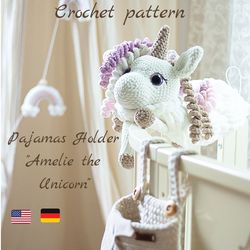 Crochet UNICORN PATTERN, pajama bag crochet, amigurumi plushie unicorn pattern, stuffed animals pattern, PDF file
