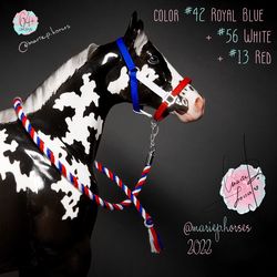 breyer american patriotic lsq halter & lead rope set  - custom model horse tack - toy accessories - traditional scale