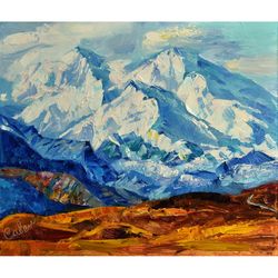 mountains painting landscape original art impressionism small artwork nature plein air nature