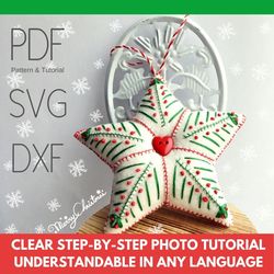 Felt Star Christmas ornaments pattern PDF SVG