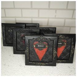 Gothic wedding gift of two black frames with hearts in victorian style