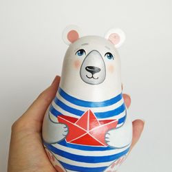 Polar bear chime roly poly, Kid's toy, Roly poly toy, Musical toy
