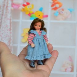 Miniature doll. Doll girl. Doll for a dollhouse.1 12 scale.
