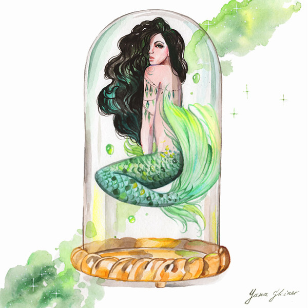 mermaid-painting-green-mermaid-original -art-mermaid-in-bottle-watercolor-sirene-artwork-1.jpg