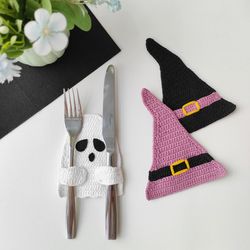 Halloween cutlery holder crochet pattern - English PDF crochet pattern - Envelope for cutlery