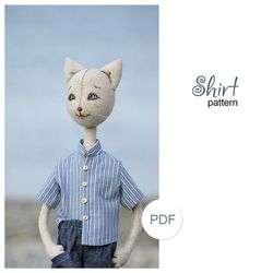 Doll shirt pattern - making rag doll cat, doll clothing pattern, for cat lovers, sewing pattern pdf, digital file