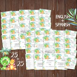 dinosaur bilingual baby shower games, babyshower de dinosaurio, dinosaurio juegos de baby shower dinosaur baby shower