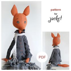 Doll clothes pattern: jacket for doll fox, making soft toy, digital file pdf