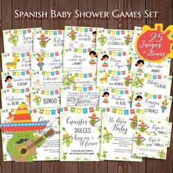 Fiesta Baby Shower Games Bundle, Juegos de Baby Shower, Spanish Baby Shower Games, Mexican Spanish Baby Shower Games