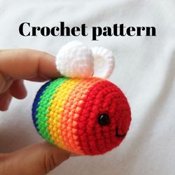 Crochet Rainbow Bee pattern, crochet pride bee, crochet bee pattern