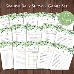 greenery juegos de baby shower eucalyptus spanish baby shower games, greenery juegos para baby shower, juegos printable