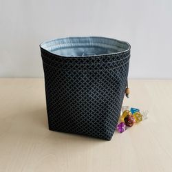 Large dice bag with pockets for 150-200 dice Grey geometric