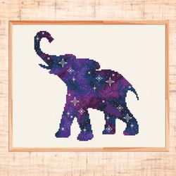 galaxy elephant cross stitch pattern modern cross stitch space cross stitch pdf