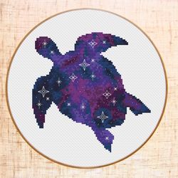 galaxy turtle cross stitch pattern modern cross stitch pdf space cross stitch