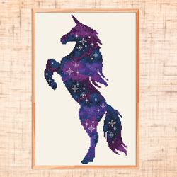 galaxy unicorn cross stitch pattern modern cross stitch space horse cross stitch galaxy animal cross stitch stars