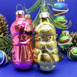 Vintage Toys Santa Claus & Snow Maiden. Xmas Glass tree toy USSR
