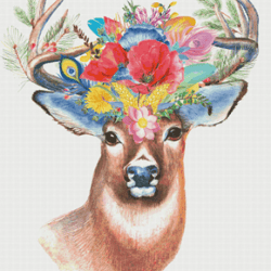 Cross Stitch Pattern | Deer  | 7 Sizes | PDF Counted Vintage Highly Detailed Stitch