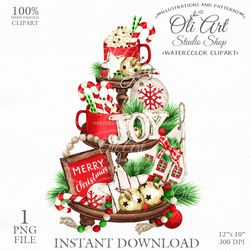 Christmas Tiered Tray Design. Xmas. Joy. Png File, Hand Drawn graphics. Digital Download. OliArtStudioShop