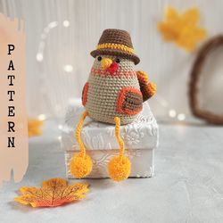 Thanksgiving Turkey Amigurumi Crochet Pattern, Crochet Stuffed Turkey Thanksgiving Decor For Shelf