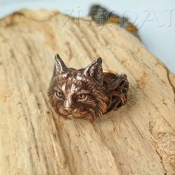 Lynx Head.Lynx Ring.Cat Ring.Bobcat Ring.Animal Totem.Animal Ring.Lynx Charm.Lynx Necklace.Bobcat Necklace.Bobcat Charm.
