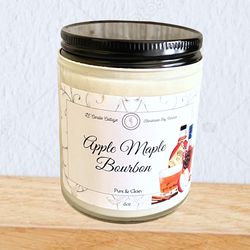 Apple Maple Bourbon Natural Soy Candle- Vegan Candles- Eco-Friendly Candle- Infused with Natural Essential Oil