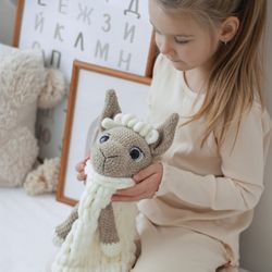 Plush Llama toy baby girl, alpaca plush stuffed animal, amigurumi llama
