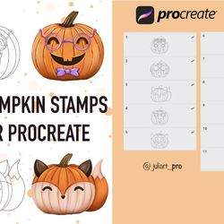 11 Pumpkin Stamps for Procreate, Halloween Brushes