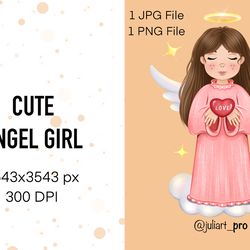Cute Angel Girl, Angel illustration, Digital Angel, Angel Png