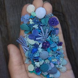 Set of miniature corals shades of blue, tiny corals for diorama, resin art, display or dollhouse aquarium
