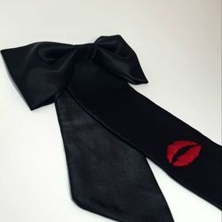 Hair bow clip for women, handmade, model Kiss