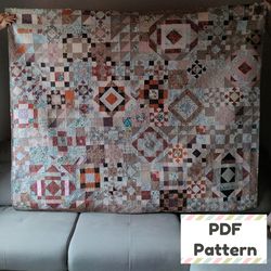 Queen size quilt pattern, King size quilt pattern, PDF quilt pattern, Sampler quilt pattern, Modern quilt patterns