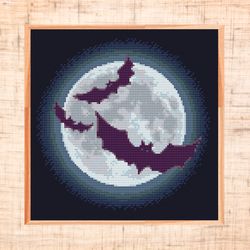 halloween cross stitch pattern modern cross stitch moon bats cross stitch flittermouse night counted cross stitch pdf