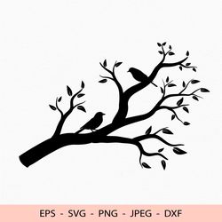 Bird on tree branch Svg for Cricut dxf for laser cut