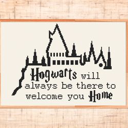 Hogwarts cross stitch pattern Modern cross stitch Welcome home cross stitch Harry Potter cross stitch PDF