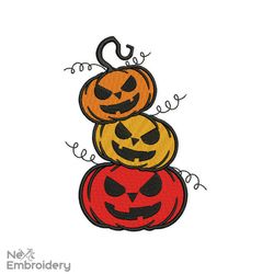 Halloween Pumpkins Machine Embroidery Design, Halloween Embroidery File, Autumn, Happy Fall y'all