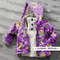 children jacket designer fabric purple background yellow flowers bees dragonflies stars for girls design pattern