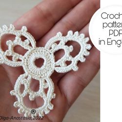 Openwork triangular crochet motif pattern , crochet motif pattern , crochet  pattern , motif pattern , crochet flower .