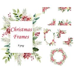 Watercolor christmas frames.