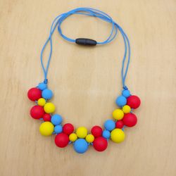 modern silicone necklace for women, ukrainian necklace, woven necklace, fidget necklace, silicone fidget beads