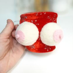 Christmas Gift.Warm Knitted sleeve Gag Gift.Cozy Penis.Funny Cup Drinking.Utensils.Cup Sleeve.Merry Christmas