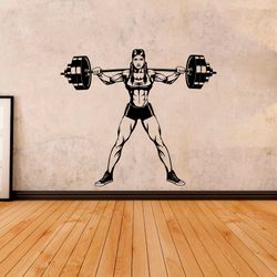 Girl Workout Bodybuilder Gym Fitness Crossfit Coach Sport Muscles Wall Sticker Vinyl Decal Mural Art Decor