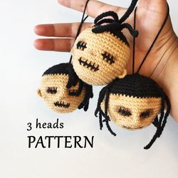 Shrunken head PDF crochet pattern, Voodoo doll crochet pattern, halloween door decoration
